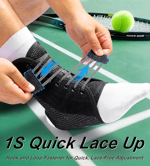 Quick Lace Ankle Brace with Custom Moldable Side Stabilizer Pads, Slim-Fit Adjustable Ankle Support for Men & Women, Ankle Stabilizer for Sprains, Injury Recovery, Running & Sports, XL