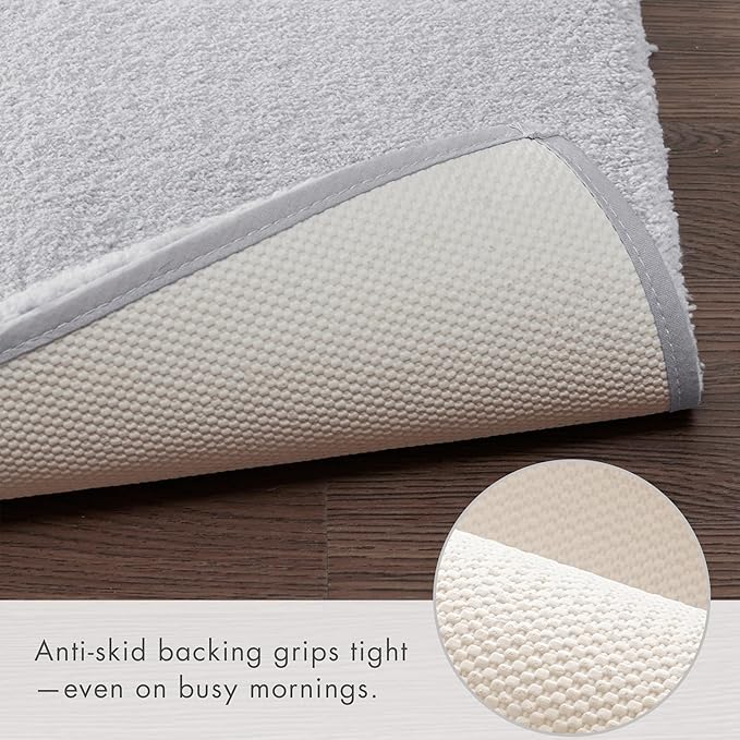 Madison Park Marshmallow Bathroom Rug Non Slip, Luxrurious Plush Bath Mat, Absorbent, Quick Dry, Spa Design Bath Room Décor, 24x40, Silver