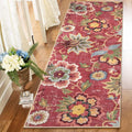 Beeiva Floral Washable Runner Rug 2x6, Red Christmas Runners Rug for Hallway with Rubber Backing, Ultra Thin Vintage Non Skid Washable Carpet for Bedroom Entrway Laundry Room
