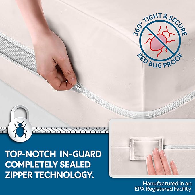 Guardmax Jersey Knitted Twin Zippered Mattress Encasement - Waterproof & Bed Bug Proof Mattress Protector - Comfortable, Soft, and Noiseless Zippered Bedding - Dust Mite Proof (39 x 75 x 10)