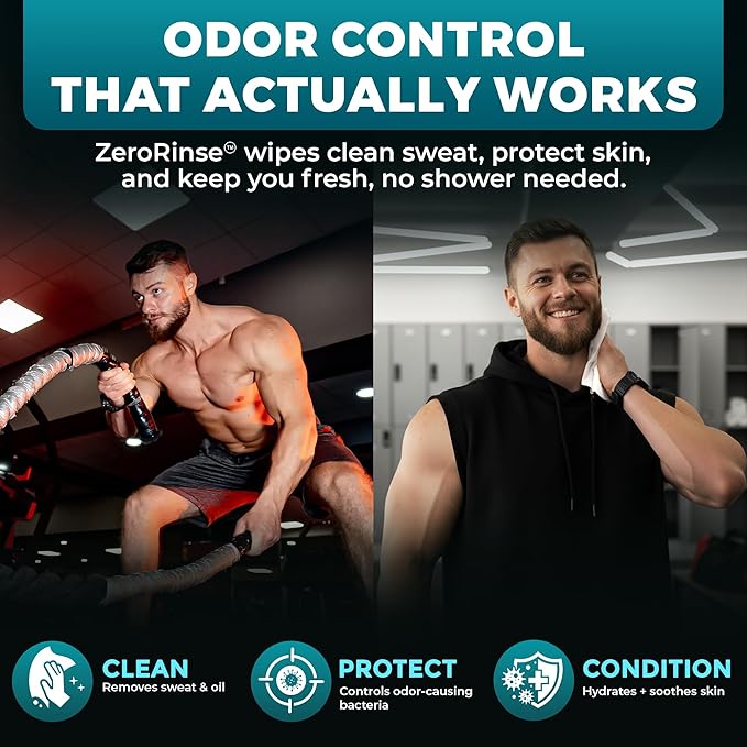 After Gym Body Wipes for Men – Maximum Cleaning Power (Ultra Clean) – 4 Pack (200 XL Wipes + 16 Travel Wipes), No Rinse Shower Wipes, Waterless Bathing Wipes for Camping, Work & Travel