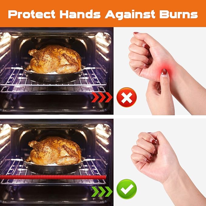 Boao 8 Pack Oven Guards for Racks 14 Inches Heat Resistant Silicone Rack Protectors Shields Edge Cover, Prevents Burns and Scars, Easy to Fit, Kitchen Safety Gadgets & Accessories (Red)