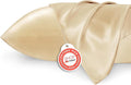 Bedsure Satin Pillowcase 2 Pack Similar to Silk Pillow Cases Standard Size, Pillow Case for Sleeping Women with Envelope Closure, Gifts for Women Men, Champagne Gold, 20x26 Inches, 2pcs