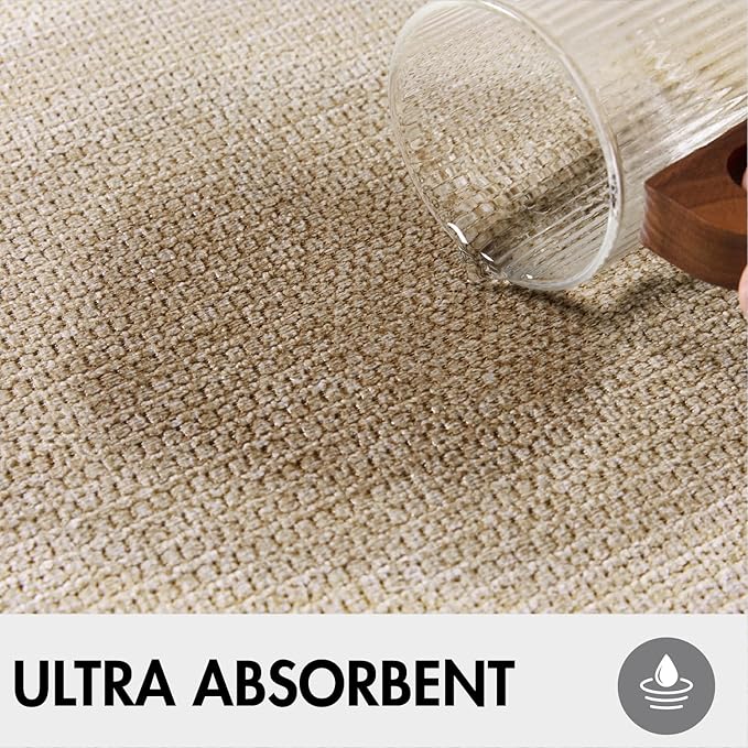 MIULEE Set of 2 Ultra Thin Bathroom Rugs, Rubber Bath Mats for Bathroom Non Slip, Quick Dry Absorbent Bath Rug Machine Washable, Fit Under Door, Shower, Sink, Home Decor, Light Beige, 24x36 Inch