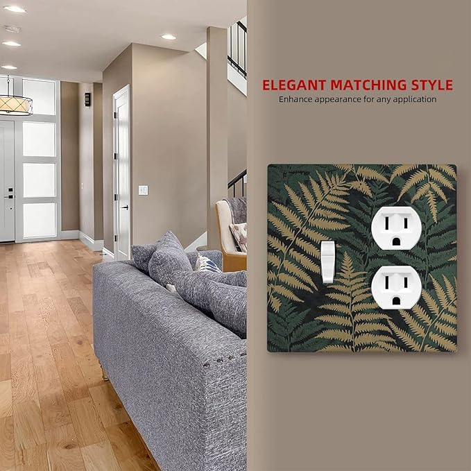 Wallplates Botanical Fern Green Leaf Forest 1 Toggle 1 Duplex Switch Plate Electrical Gfci Faceplate Decorative Light Switch Covers For Bed Room Home Decor