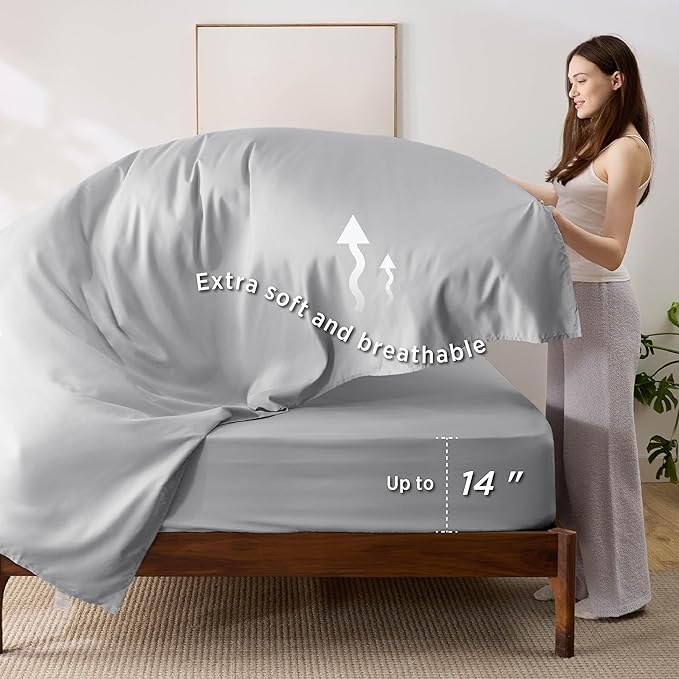 Bedsure Full Size Comforter Set - 7 Pieces Reversible Slate Blue Bedding, Full Size Bed Set for All Seasons, Bed in a Bag with Down Alternative Comforter, Sheets, Pillowcases & Shams