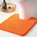 MIULEE Orange Toilet Rug U Shaped for Bathroom - Soft and Absorbent Microfiber Contour Bath Rugs for Toilet, Non Slip Rubber Backside for Extra Safety, Machine Washable - 20''x20''