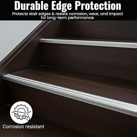 Aluminum Stair Nosing 36" – Heavy-Duty Stair Edge Protector, Non-Slip Stair Nose Molding, Scratch-Resistant Stair Sill Trim for Safety & Durability (Mill)