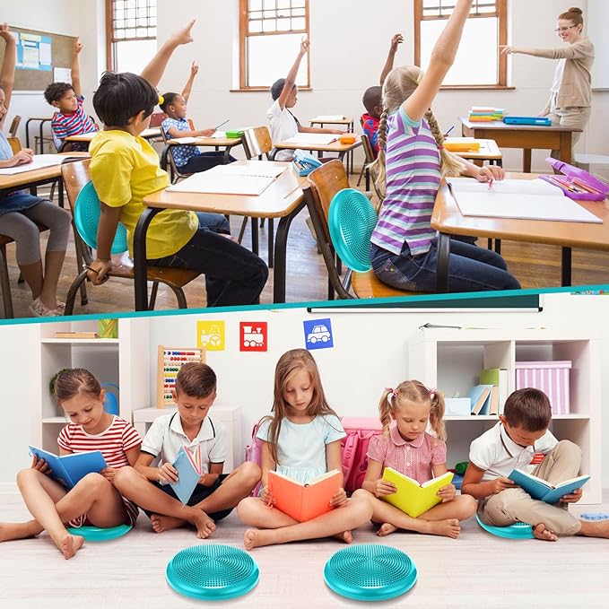 Jerify 4 Pcs Wiggle Seat Flexible Inflated Wobble Cushion Stability Balance Pad Balance Disc Sensory Seat for Men Women Fitness Physical Exercise Improving Posture Home Office