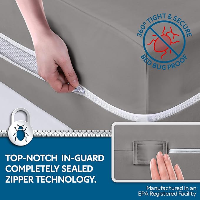 Guardmax Jersey Knitted Queen Zippered Mattress Encasement - Waterproof & Bed Bug Proof Mattress Protector - Comfortable, Soft, and Noiseless Zippered Bedding - Dust Mite Proof (60 x 80 x 12)