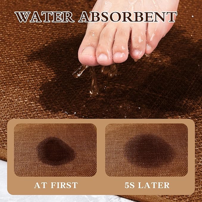 chakme Bathroom Rugs Mat 36x24, Ultra Thin Non Slip Bath Mat Large Quick Dry Absorbent Bath Mat for Bathroom Floor, (Rust, 36"x24")