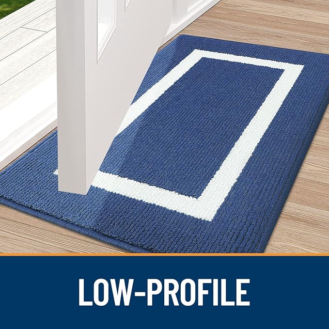 OLANLY Indoor Door Mat, 30x17, Non-Slip Absorbent Resist Dirt Entrance Mat, Washable Low-Profile Inside Entry Doormats for Entryway, Navy