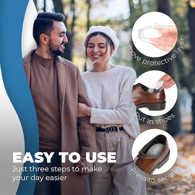 Gel Silicone Heel Cups/Pads, 2 Pack, for Achilles Tendonitis, Shoe Wedge Inserts for Plantar Fasciitis, Bone Spur, Foot Pain Relief Support, Comfort Cushion Insoles for Women/Men