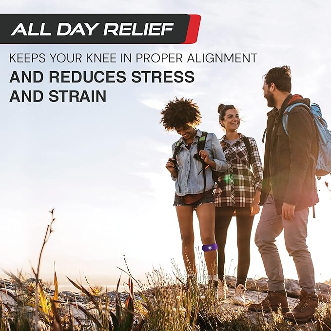 Sleeve Stars Swedish Brand Patellar Tendon Support Strap for Women & Men Effective Osgood Schlatter Knee Brace Youth & Kids Knee Brace with 3 Adjustable Length fits 12"-24" (Single/Dark Purple/Adult)