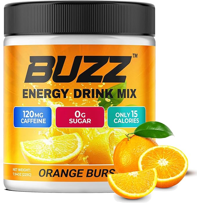 Morning Buzz Energy Drink Powder - Energy Boost Drink Mix - Sugar-Free Energy with Antioxidants - Morning Kickstart and Sports Nutrition Endurance Product - 30 Servings, Orange Burst, 8 Ounces