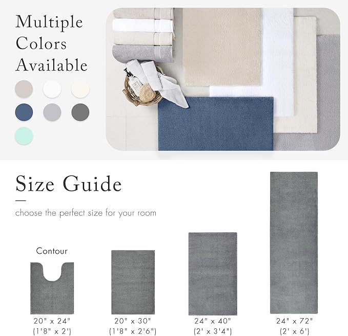 Madison Park Marshmallow Bathroom Rug Non Slip, Luxrurious Plush Bath Mat, Absorbent, Quick Dry, Spa Design Bath Room Décor, 20x30, Grey