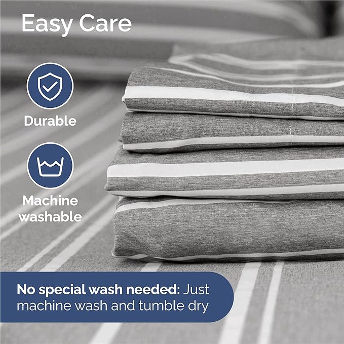 King 6 Piece Sheet Set - Cooling & Breathable Bed Sheets - Hotel Luxury Bed Sheets for Women, Men, Kids & Teens - Bedding w/Deep Pockets & Easy Fit - Soft & Wrinkle Free - King Grey Stripes Sheets