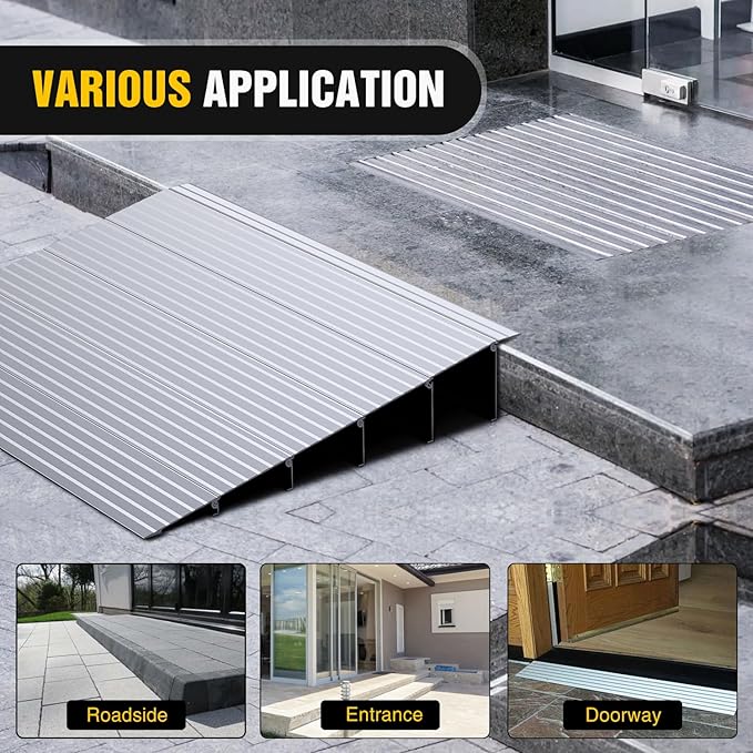 Nilight Door Threshold Ramp, 5" Rise Portable Aluminum Wheelchair Door Entry Ramps for Sheds Doorways Home Steps