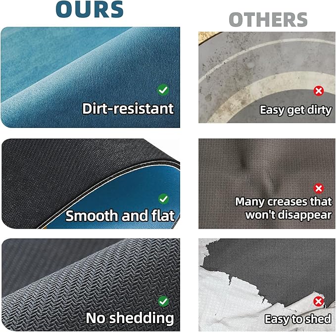 Bathroom Mat Quick Dry, Bathroom Rugs Non Slip Washable Thin Absorbent Bath Mat Fits Under Door Bathroom Floor Mat Perfect for Bath, Shower, or Sink 17"x59" Denim Blue