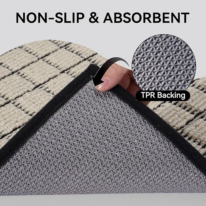 Kitchen Mats for Floor 17"x59", Non-Slip Washable Kitchen Rugs, Absorbent and Stain Resistant Kitchen Rug, Durable Comfortable Rugs for Kitchen, Hallway, Laundry & Sink, Black