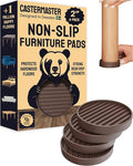 CasterMaster Chair Leg Floor Protectors & Furniture Sliders - 2 Inch, Round Brown, 4 pcs Non Slip Furniture Pads for Hardwood Floors, Noise Reduction Rubber Grippers, Couch Stoppers, Feet Coasters