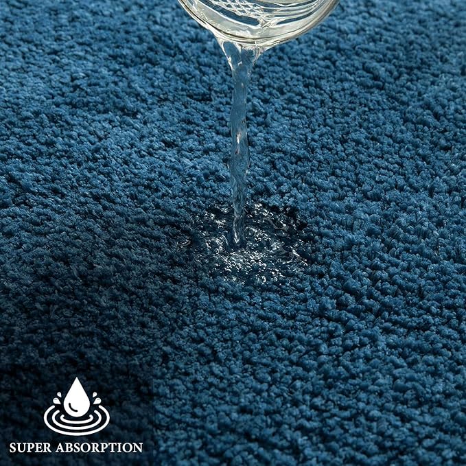 MIULEE Navy Blue Bathroom Runner Rug 24x60 Inches, Long Bath Mat for Bathroom Floor Bathtub Showers, Machine Washable Absorbent Microfiber Carpet with TPR Anti-Slip Back