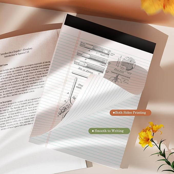 Legal Pads 8.5 x 11 White Note Pads 2 Pack - Double-Sided Printing & Perforated College Ruled Sheets - 30 Sheets Premium Thick Paper, No Ink Bleeding - Good for Office Supplies, Homework, Notes