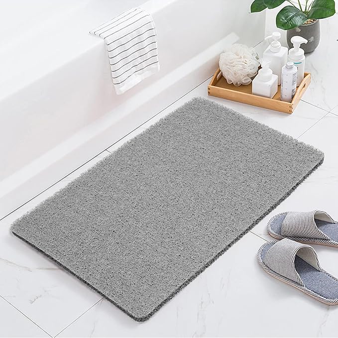Joyhalo Shower Mat Bathtub Mat Non Slip, Bathmats Non Slip, Quick Drying Foot Scrubber Loofah Mats for Shower, Tub, Bathroom, Home, 17 * 24inch, Grey