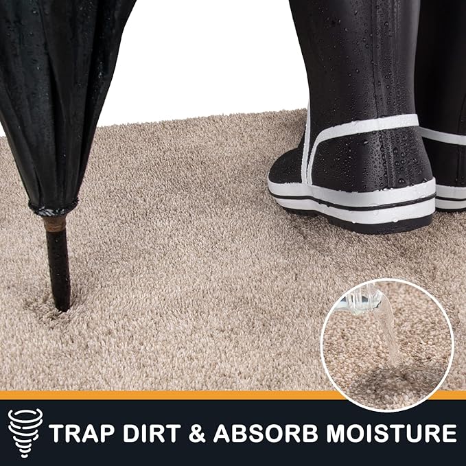 PURRUGS Dirt Trapping Door Mat 24" x 59", Non-Slip Machine Washable Entry Rug, Shoe Scraper, Dog Doormat, Super Absorbent Welcome Mat for Front & Back Door, Muddy Shoes & Paws, Taupe