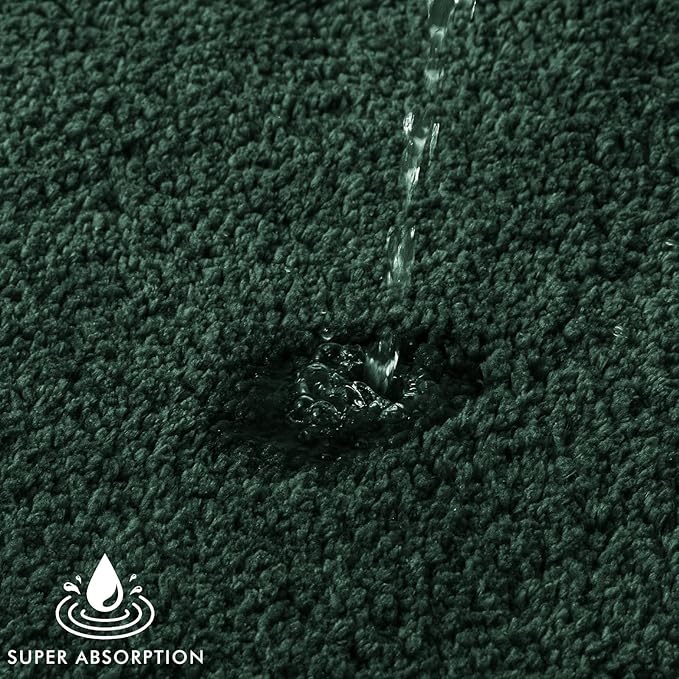 MIULEE Christmas Dark Green Absorbent Bath Rugs, Soft Bathroom Mats Non-Slip and Quick-Drying for Bathroom Bathtub Showers, Machine Washable Carpet (20 x 30 Inches)