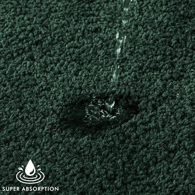 MIULEE Christmas Dark Green Absorbent Bath Rugs, Soft Large Bathroom Mats Non-Slip and Quick-Drying for Bathroom Bathtub Showers, Machine Washable Carpet (24 x 36 Inches)