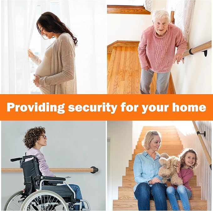 4FT Round Wooden Stair Handrail,Indoor Staircase Handrail,Wall Mount Support Stair Railings, Non-Slip Safety Corridor,Lofts,Patio,Guardrail,Home Wood Hand Railings for Elderly,Children,Disable People