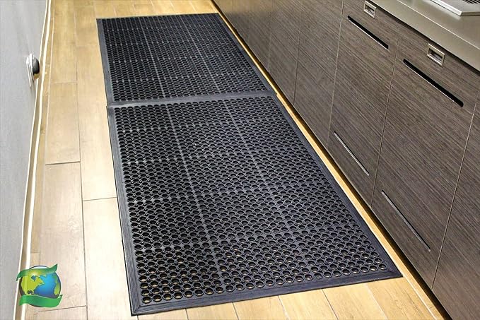 Envelor 2-Pack Anti Fatigue Rubber Floor Mat Non-Slip Restaurant Mats Floors Bar Drainage Doormat Door Mat Utility Garage Home Anti Slip Entrymat 36 x 60 Inches