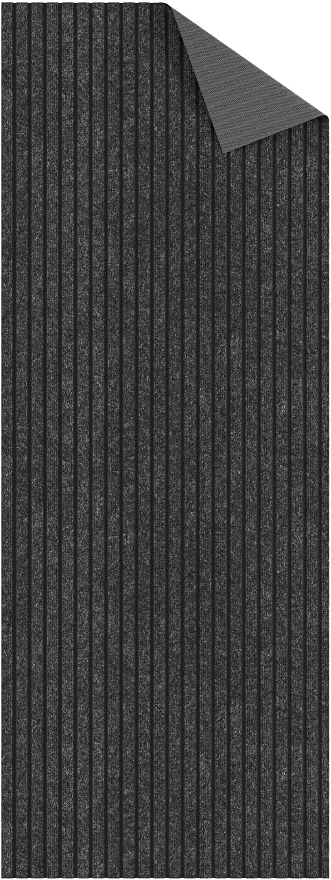 Ottomanson 2'7" x 26' Hallway Runner with Scraper Pile - Extra Durable Non-Slip Rug Mat for Indoor & Outdoor Use - Ideal for Kitchen, Entryway & Garage - High-Traffic Carpet, Black