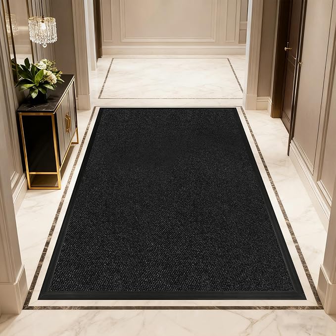 4ft x 8ft Front Door Mat Indoor Outdoor Entrance, Commercial Heavy Duty Entryway Matt, Non-Slip Rubber Backing Low Profile Doormat, Waterproof Dirt Trapper Welcome Mat for High Traffic Area
