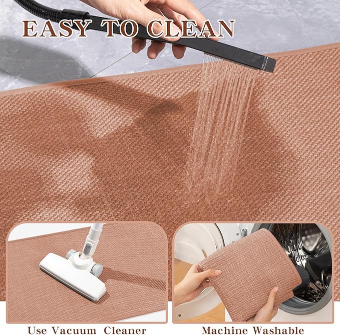 chakme Bathroom Rugs Mat 36x24, Ultra Thin Non Slip Bath Mat Large Quick Dry Absorbent Bath Mat for Bathroom, (Dark Pink, 36"x24")