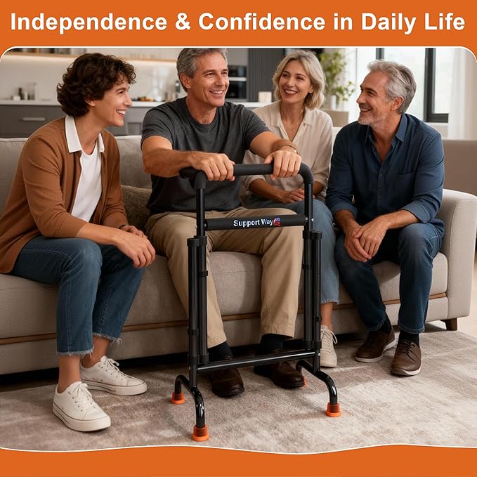 Stand Assist for Chair & Couch – Reinforced Dual-Tube Design, Height Adjustable Mobility Aid for Seniors, Lightweight Metal Frame with 600lb Capacity