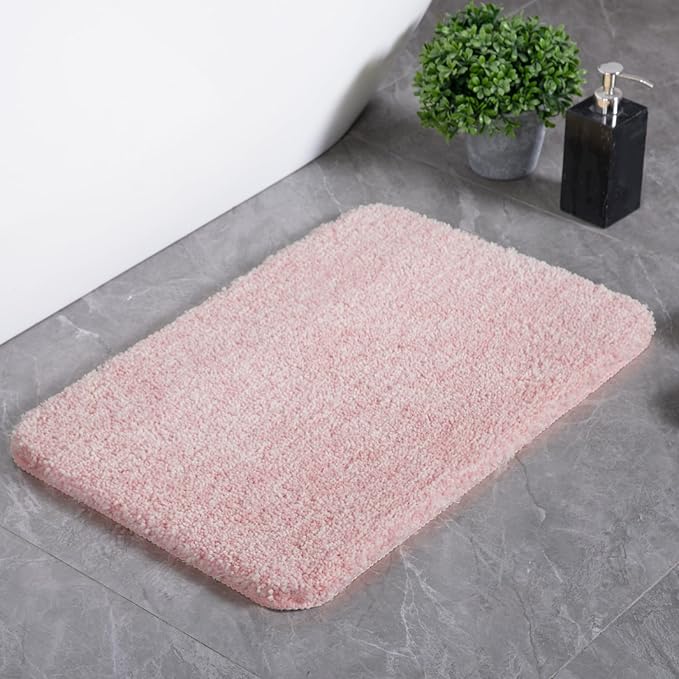 Luxury Cherry Pink Non-Slip Bathroom Rugs for Christmas【17'' x 24''】 Highly Absorbent Washable and Ultra Soft, Extra Thick Fluffy Bath Mats for Shower/Kitchen/Bathtub Floor