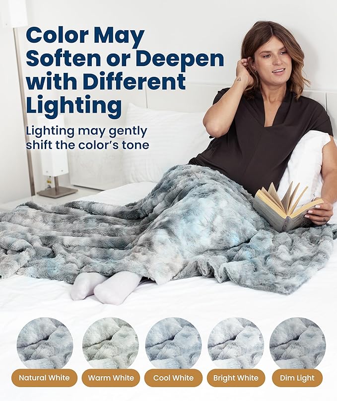 Everlasting Comfort Soft & Comfortable Arctic Blue Faux Fur Throw Blanket for Couch - (50"x65") Minky & Fluffy Fall Blankets & Throws, Plush Fuzzy Cover for Bed, Sofa & Living Room - Cozy Home Decor