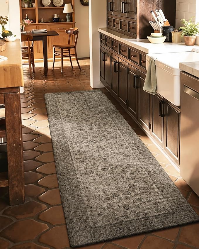 DEXI Kitchen Mats for Floor Cushioned, 23x86 Extra Large Long Runner Rug Non Slip, Waterproof Soft Comfort Standing Padded Anti Fatigue Decorative, Brown