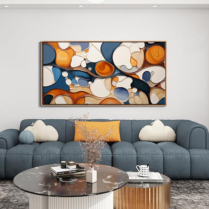 Paintings - Large Abstract Canvas Art - Framed Decor for Living Room, Bedroom, Office - Modern Colorful Artwork, Bedroom Aesthetic Wall Decorations, Oil Painting