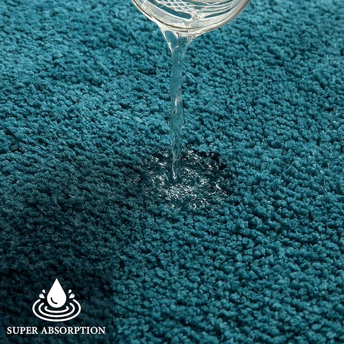 MIULEE Thick Small Non Slip Bathroom Rug Shaggy Soft Bath Mat Plush Microfiber Absorbent Water for Shower Tub Machine Washable (Teal, 16x24 Inches)