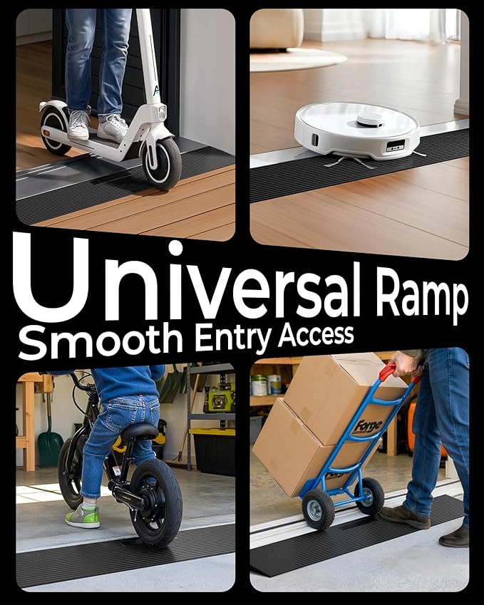 FACHNUO 1" Rise Rubber Threshold Ramp for Doorways, 35.4" Wide, 3306 LBS Load Capacity Wheelchair Ramp - Cuttable Non-Slip Rubber Ramp, Secure and Stable for Curbs, Wheelchairs, Walkers, Scooters