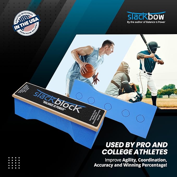 SlackBow SlackBlock Athletic Balance Trainer – Improve Balance, Stability, and Athletic Performance – Condition Your Body and Prevent Injury - Compact and Portable