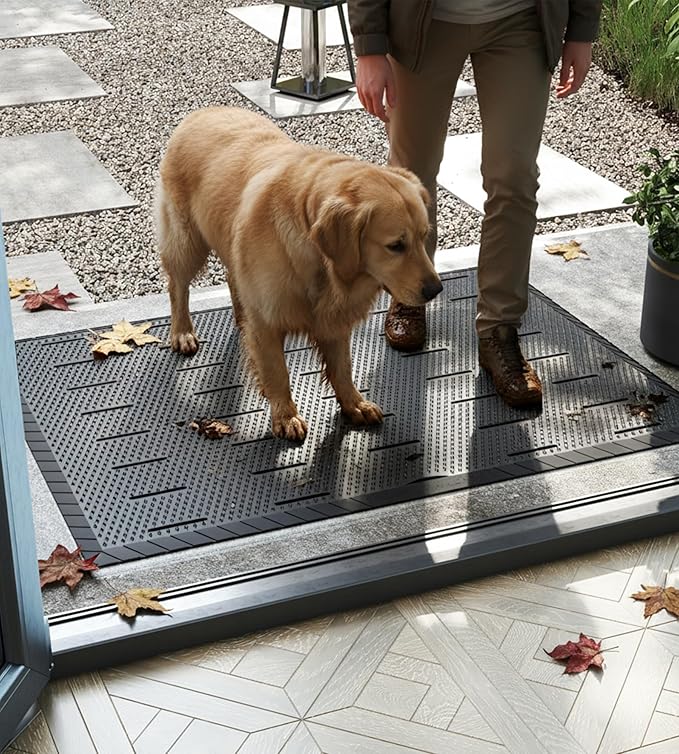 jxgzyy Commercial Rubber Mats for Floor 47.24'' x 35.43'', Heavy Duty Rubber Mats for Outside,Non-Slip Waterproof Restaurant & Bar Rubber Matt for Garage, Patio, Entrance, Anti-Fatigue