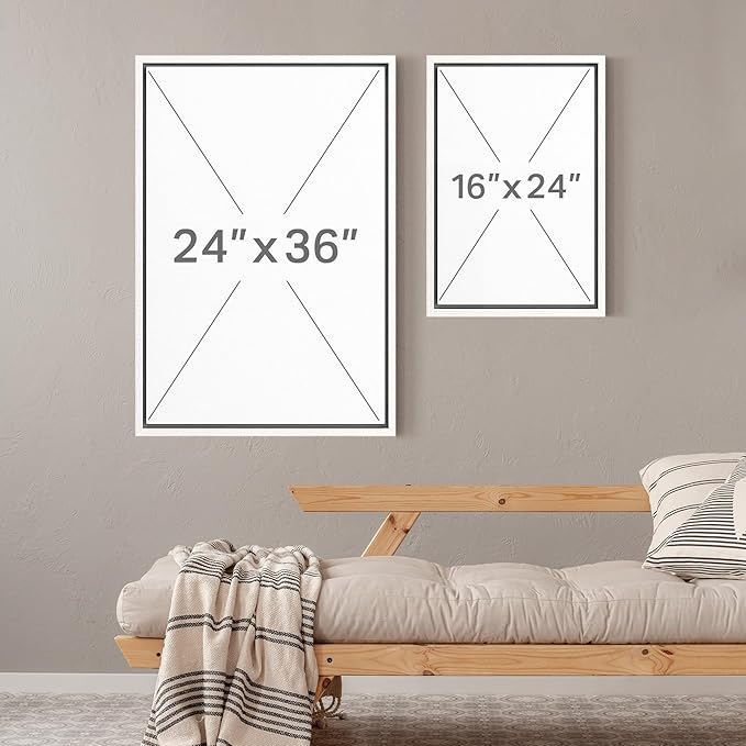 MUDECOR Framed Canvas Print Wall Art Minimalist Crane Silhouettes Illustrations Modern Art Decorative Bohemian Colorful for Living Room, Bedroom, Office - 16"x24"x2 White