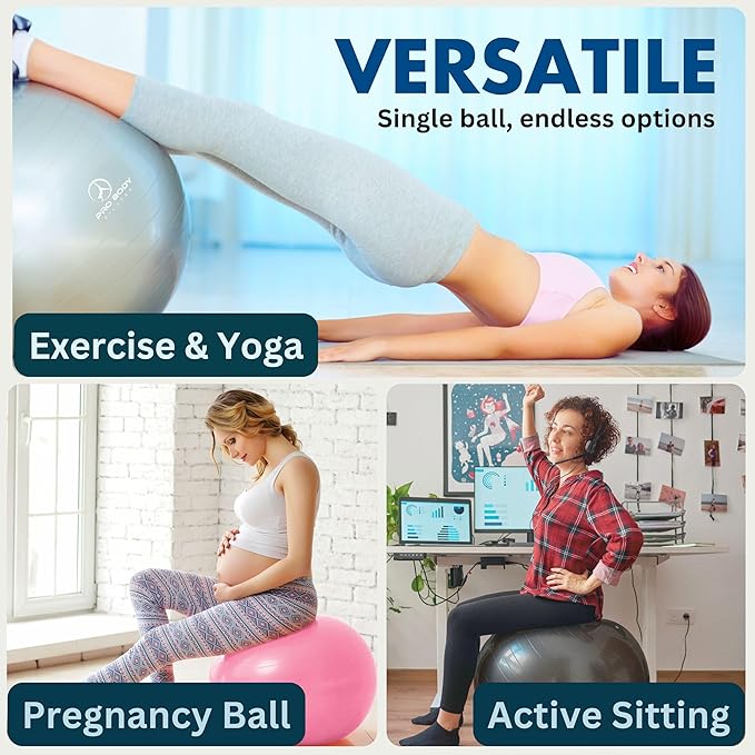 ProBody Pilates Exercise Ball - Multiple Sizes Gym Grade Balance Ball for Fitness, Yoga, Workout, Pregnancy & Physical Therapy