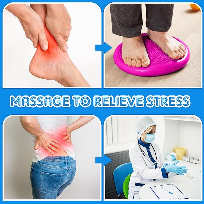 Jerify 4 Pcs Wiggle Seat Flexible Inflated Wobble Cushion Stability Balance Pad Balance Disc Sensory Seat for Men Women Fitness Physical Exercise Improving Posture Home Office