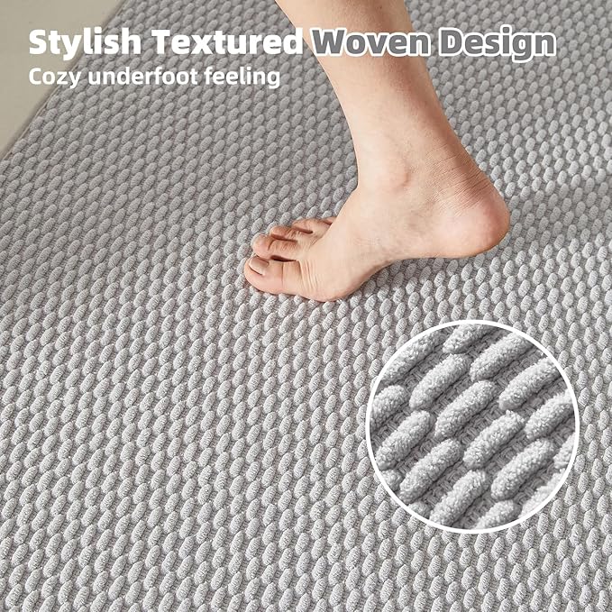 Small Bathroom Rugs, Non Slip Washable Bath Rugs Super Absorbent Bathroom Rug Thin Quick Dry Low Pile Bath Mats, Light Grey 12"x12"