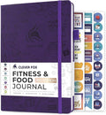Clever Fox Fitness & Food Journal – Nutrition & Workout Planner for Women & Men – Diet & Gym Exercise Log Book with Calendars, Diet & Training Trackers - Undated, A5 Size, Hardcover (Purple)
